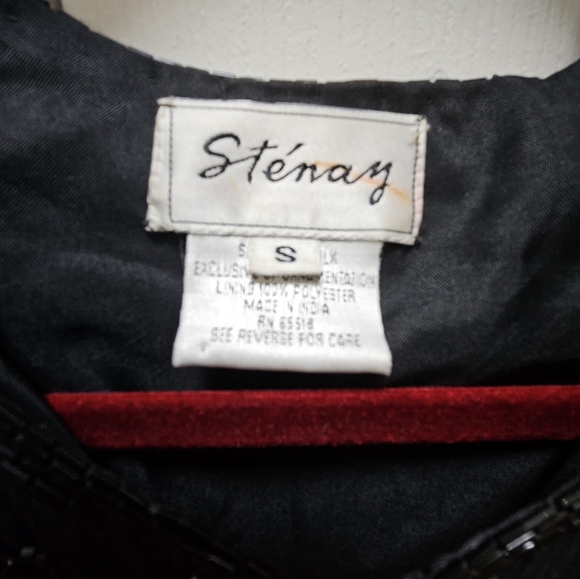 Vtg 80s-90s Stenay Women's Silk Jacket Embellished Intricate sequins Beadwork, S - Picture 7 of 9